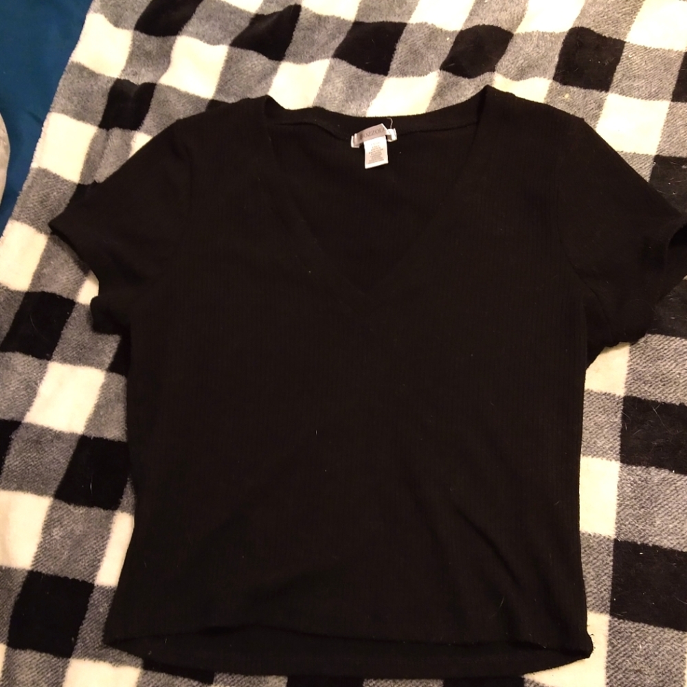 Black ribbed crop top, size Large